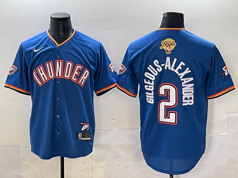 Men 2025 Oklahoma City Thunder #2 Gilgeous Alexander Blue Nike Joint Name NBA Jersey->oklahoma city thunder->NBA Jersey